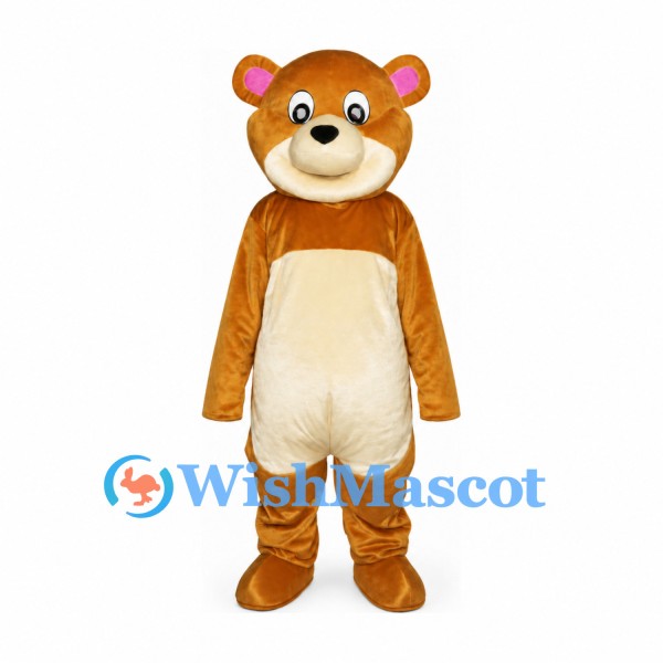 Bear Mascot Costume in Brown with Cream Belly