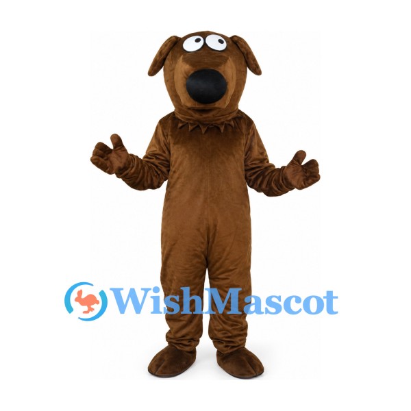 Dog Mascot Costume in Brown with Shaggy Neck and Large Nose