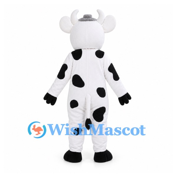 Cow Mascot Costume with Black Spots and Yellow Muzzle