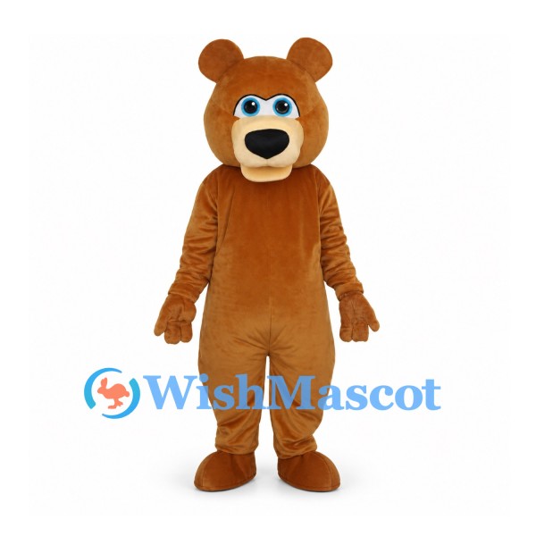 Bear Mascot Costume in Brown with Blue Eyes
