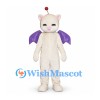 Cat Mascot Costume in Cream with Purple Bat Wings
