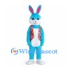 Rabbit Mascot Costume in Blue with Floral Vest