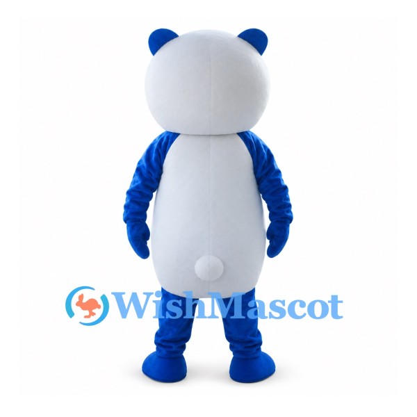 Bear Mascot Costume in Blue and White with Round Belly