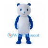Bear Mascot Costume in Blue and White with Round Belly