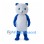 Bear Mascot Costume in Blue and White with Round Belly