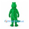 Crocodile Mascot Costume in Green with Yellow Striped Belly