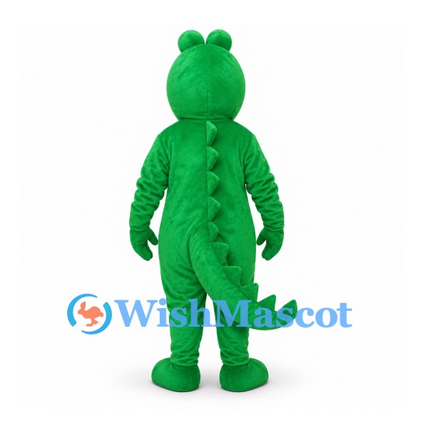Crocodile Mascot Costume in Green with Yellow Striped Belly