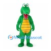 Crocodile Mascot Costume in Green with Yellow Striped Belly