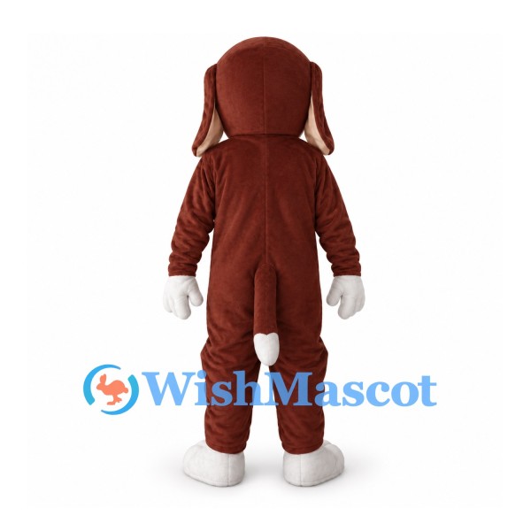 Dog Mascot Costume in Brown with White Belly and Floppy Ears