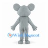 Mouse Mascot Costume in Gray with Red Nose and Pink Ears