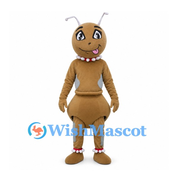 Ant Mascot Costume in Brown with Bead Necklace