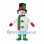 Snowman Mascot Costume with Holly Top Hat and Green Striped Scarf