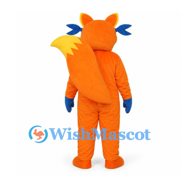 Fox Superhero Mascot Costume in Orange with Blue Eye Mask