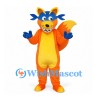 Fox Superhero Mascot Costume in Orange with Blue Eye Mask