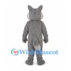 Wolf Mascot Costume in Gray with White Belly and Toothy Smile