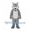 Wolf Mascot Costume in Gray with White Belly and Toothy Smile