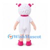 Sheep Girl Mascot Costume with Pink Scarf and Horn Bows