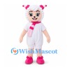 Sheep Girl Mascot Costume with Pink Scarf and Horn Bows