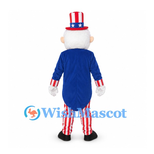 Uncle Sam Mascot Costume with Striped Pants and Star Top Hat