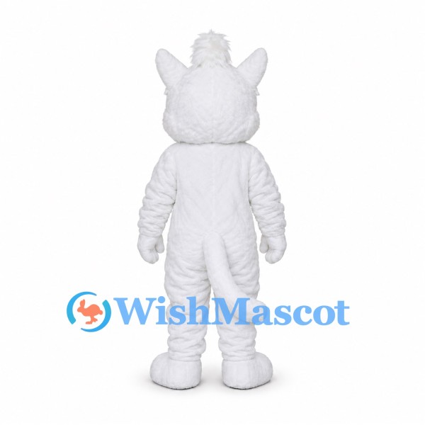 Cat Mascot Costume in White with Pink Head Bow