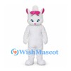 Cat Mascot Costume in White with Pink Head Bow