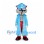 Pirate Wolf Mascot Costume with Blue Coat and Skull Hat