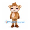 Monkey Mascot Costume in Tan with Cream Belly and Smiling Eyes