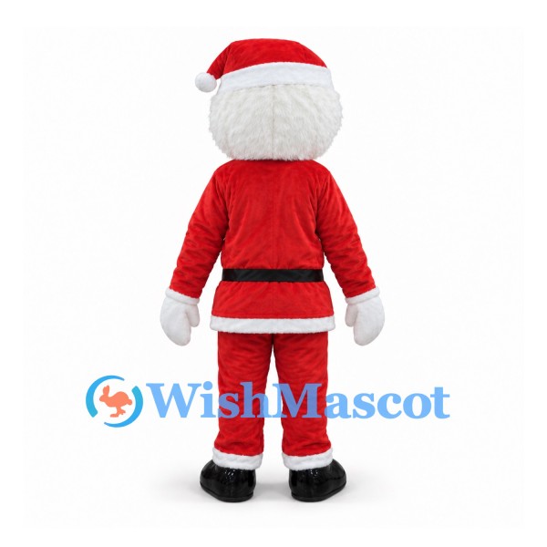 Santa Claus Mascot Costume with Long White Beard and Red Suit
