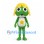 Frog Mascot Costume in Green with Yellow Helmet and Star Belly
