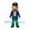 Pirate Mascot Costume with Blue Coat and Green Striped Pants