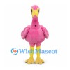Flamingo Mascot Costume in Pink with Yellow Beak and Legs