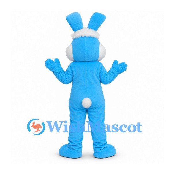 Rabbit Mascot Costume in Blue with White Belly and Headband