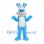 Rabbit Mascot Costume in Blue with White Belly and Headband