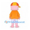 Pig Mascot Costume with Orange Shirt and Baseball Cap