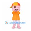 Pig Mascot Costume with Orange Shirt and Baseball Cap