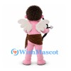 Cupid Mascot Costume in Pink with White Wings and Bow