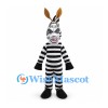 Zebra Mascot Costume with Black Stripes and Long Ears