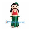 Hula Girl Mascot Costume with Green Skirt and Red Top