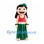 Hula Girl Mascot Costume with Green Skirt and Red Top