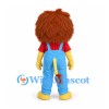 Lion Mascot Costume with Blue Overalls and Brown Mane