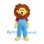 Lion Mascot Costume with Blue Overalls and Brown Mane