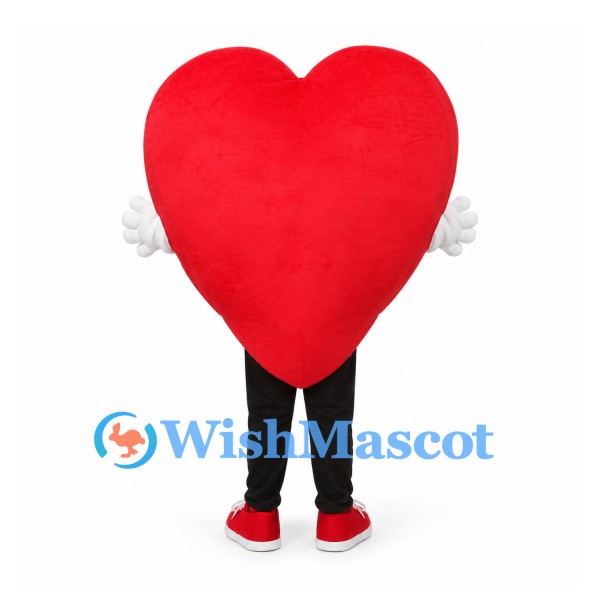 Heart Mascot Costume in Red with Smiling Face