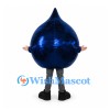 Water Drop Mascot Costume in Dark Blue with Smiling Face