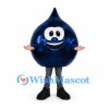 Water Drop Mascot Costume in Dark Blue with Smiling Face