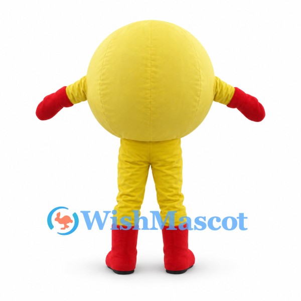 Smiley Face Mascot Costume in Yellow with Red Gloves and Boots