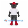 Bull Mascot Costume with Baseball Jersey and Red Cap