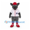 Bull Mascot Costume with Baseball Jersey and Red Cap
