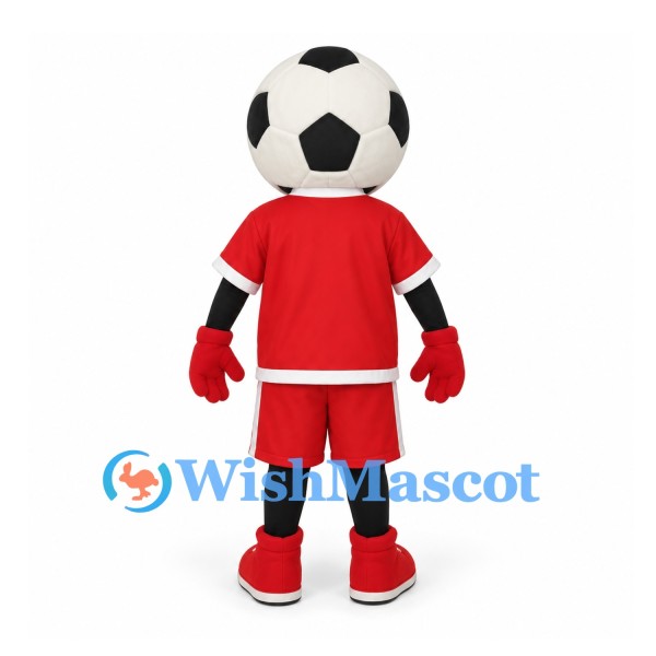 Soccer Ball Mascot Costume with Red Sports Uniform