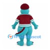 Dragon Mascot Costume in Turquoise with Burgundy Hockey Uniform