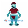Dragon Mascot Costume in Turquoise with Burgundy Hockey Uniform